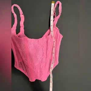 Pink Lace Corset Crop Tank Top Women’s Sz Small EUC thumbnail 5