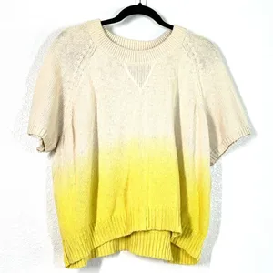 L Madewell Dip-Dye Raglan Sweater Tee Knit Top yellow short raglan sleeves thumbnail 2