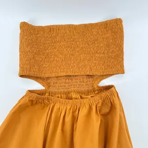 NWT Faithfull The Brand Deva Midi‎ Dress Plain Orange Smocked Cut Out Large thumbnail 6