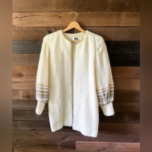 Vintage 70s AJ Seattle Mohair Blend Longline Cream Cardigan Made in USA Small thumbnail 2