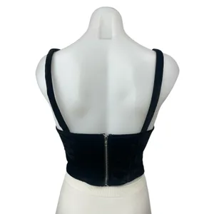 Medusa Women's Black Faux Suede Sleeveless Squareneck Crop Corset Tank Top Sz M thumbnail 2