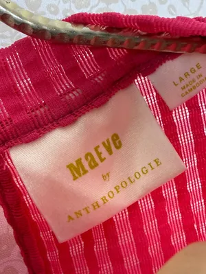 Maeve by Anthropologie Hot Pink Sheer Mesh Mock-Neck Top - Size - Large thumbnail 10