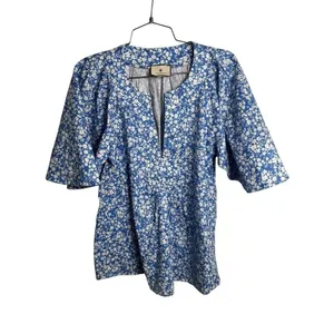 Tuckernuck x Cameran Eubanks Finley Flutter Sleeve Top in blue floral XS thumbnail 2