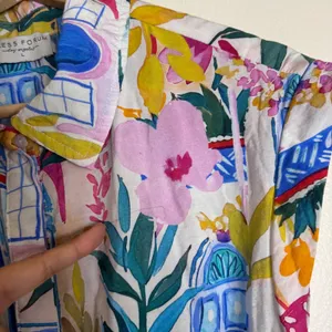 Dress Forum Women's Tropical Floral Mediterranean Print Romper Multi L thumbnail 3