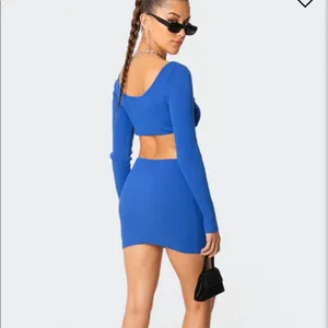 Edikted blue long‎ sleeve cutout mini dress size M thumbnail 2