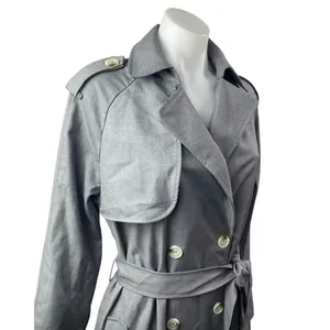 NEW Lioness Trencherous Women Slate Gray Double Breasted Tie Trench Coat Size XS thumbnail 5