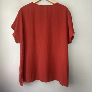 Maurices Blouse Size XL Rust Burnt Orange Boho Hippie Earthy Poetcore Career thumbnail 9