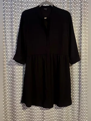 Quince | Fluid Crepe Shirt Dress in Black, XS thumbnail 4