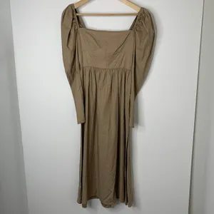 Reformation Luce Long Sleeve Stretch Khaki Midi Dress Womens 0 thumbnail 4
