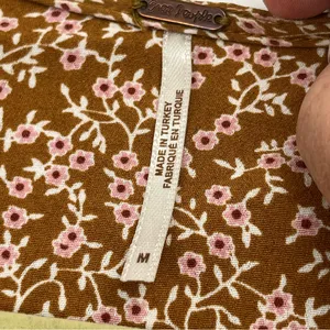 Free People Floral Clara Mini Dress Tunic Top Womens‎ Medium Brown Pink White thumbnail 3