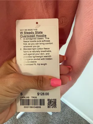 NWT Lululemon Women's Steady State Oversized Hoodie in Tea Rose size small thumbnail 9