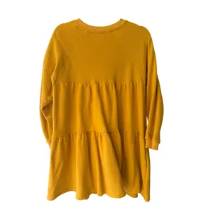 Karlie Mustard Yellow Sweatshirt Dress Tiered Ruffle Cotton Medium thumbnail 5