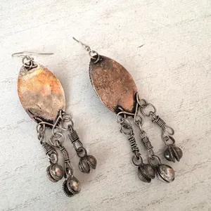 Vintage Tibetan Style Faux Turquoise Dangle Earrings Silver Tone Boho Festival E thumbnail 5