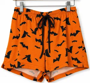 Rae Dunn Halloween Bats Lounge Sleeps Shorts Women's Size M Orange Drawstring thumbnail 1