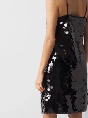 White House Black Market Black Sequin Mini Dress Size 12 NWT Party Vegas thumbnail 2