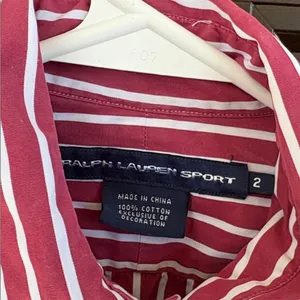 EUC Ralph Lauren Sport Button Down Striped Top Dual Embroidered Ponies Size 2 thumbnail 3