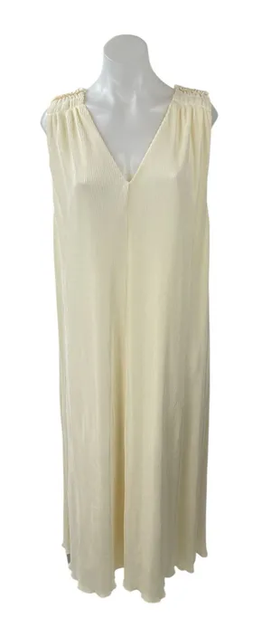 NEW Darling Women's Cream Ribbed V Neck Sleeveless Maxi Straight Slip Dress Sz S thumbnail 1