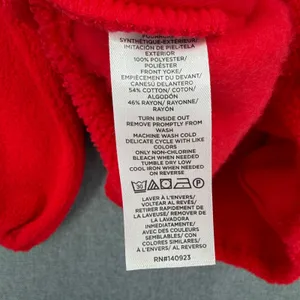 LOFT Womens XL Red Sherpa Fleece Floral Yoke Snap Neck Pullover Sweatshirt thumbnail 6