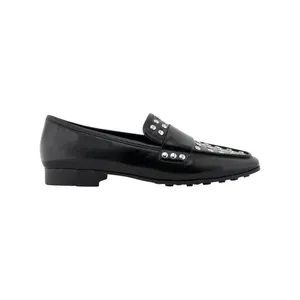 Aerosoles Womens Studded Tailored Loafer Faux Leather Black / Silver 8M thumbnail 9