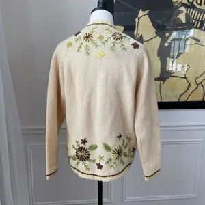 Vintage 50s Hand Fashioned Hand Loomed 100% Virgin Wool Button Cardigan M thumbnail 5