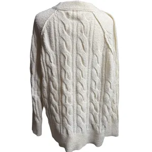 Aerie unREAL Cable Knit Sweater XS Oversized Cream Cozy thumbnail 3