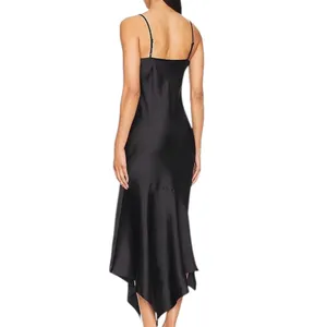Steve Madden Black Asymmetrical Satin Dress Women Medium NWT MSRP $89 | 31-27 thumbnail 7
