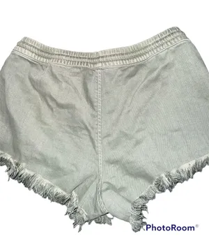 Aerie Women's Drawstring Waist Raw Hem Shorts DM9 Olive Green Size S thumbnail 2