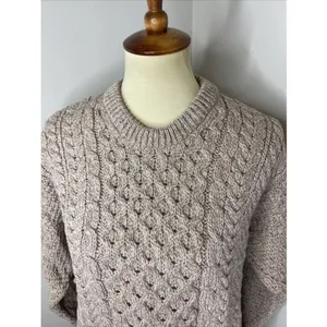 New‎ Womens Aran Craft Merino Aran Crewneck Sweater in Wicker Small thumbnail 6