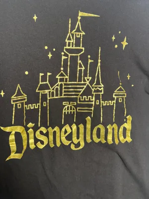 Disney Women's Unisex Black T-Shirt with Gold Castle Graphic Medium thumbnail 6