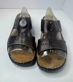 Natural Soul by Naturalizer Cade Brown Leather Sandals Women's Size 9W thumbnail 1