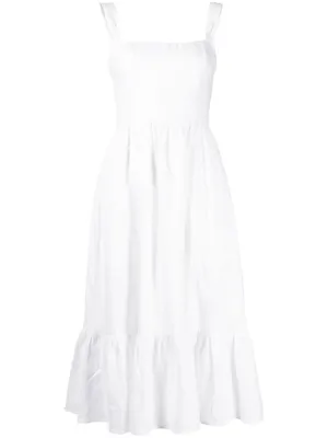 NWT Reformation Bucatini in White Linen Sleeveless Tank Tiered Dress 10 thumbnail 4