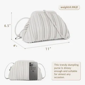Pleated Dumpling Clutch White thumbnail 4