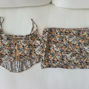 Blue Blush Floral Two-Piece Set with Top and Skirt thumbnail 4