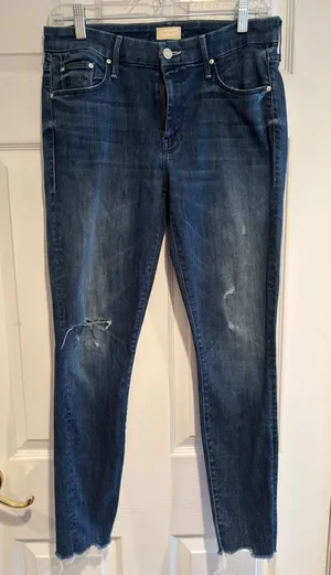 Mother Looker Ankle Chew Jeans Breaking The Law Distressed Skinny 29 thumbnail 1