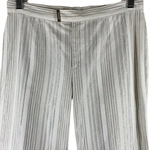 MOSCHINO White and Silver Stripe Cotton Blend Cropped Pants Size 8 thumbnail 2