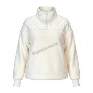 Lularoe‎ Cream High Pile Fleece Pullover Jacket LARGE Plush Cozy Outdoor Quilted thumbnail 2