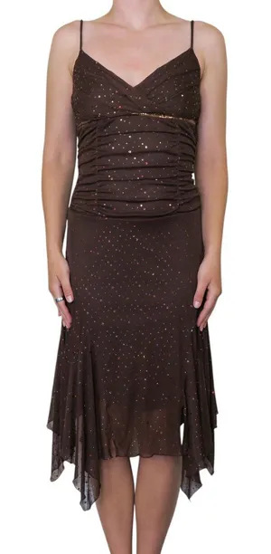 Vintage Y2K Ruby Rox Brown Sparkley Midi Dress thumbnail 1
