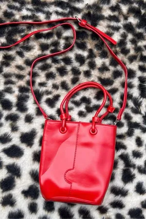 Commense Red Mini Bucket Crossbody Bag - Sleek Women's Handbag thumbnail 1