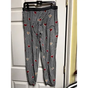 Secret Treasures Womens Large 12-14 Heart Striped Pajama‎ Jogger Pants Black Red thumbnail 4