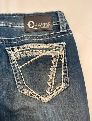 Charme Y2K Embellished Dark Wash Bootcut Jeans Size 27 thumbnail 6