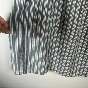 Altar'd State Striped Mini Dress Gray Zip Cotton Pleats Baby Doll Coastal Medium thumbnail 6