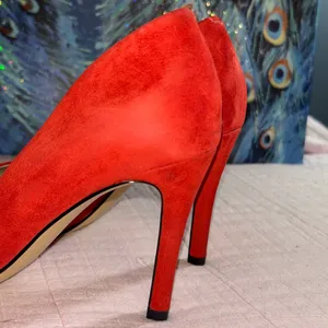 Saks Fifth Avenue Size 6 Burnt Orange Heels thumbnail 6