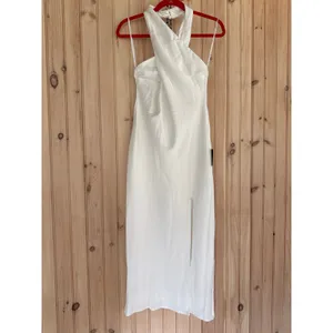 Lulus Beyond Classy White Satin Halter Midi Dress Engagement Party Elegant Large thumbnail 2