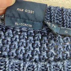 Ralph Lauren Blue 100% Linen Italian Yarn Open Knit Sweater Small‎ RL-CCRC1W thumbnail 7