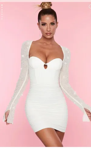 Oh Polly White Beaded Dress thumbnail 4
