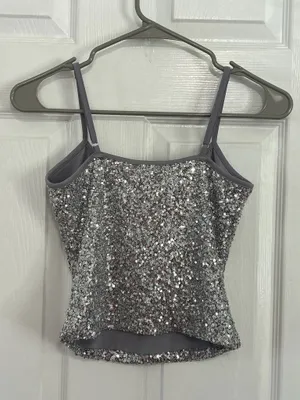 Edikted Y2K Silver Sequin Cami Tank Top Clubwear Disco Glam Party Size S NWT thumbnail 3
