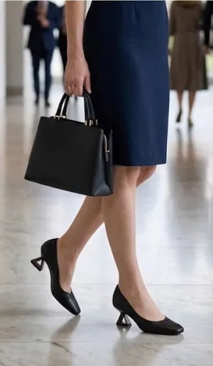 Katy Perry Collections Black Square-Toe Leather Pumps thumbnail 1
