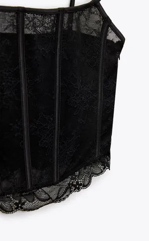 NWT Black Lace Corset Top thumbnail 8