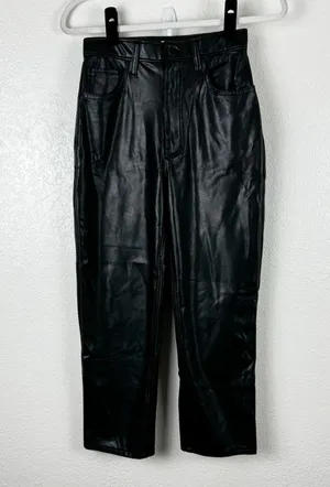 Abercrombie & Fitch Curve Love Vegan Leather Ankle Straight Pant Ultra High Rise thumbnail 2