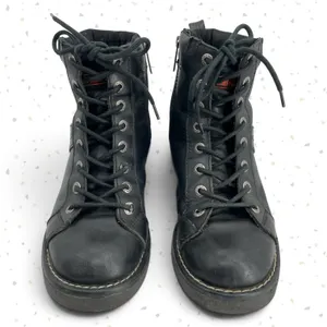 Harley-Davidson Black Leather Biker Boots Lace Up Side Zipper 84051 Heavy Duty 9 thumbnail 6